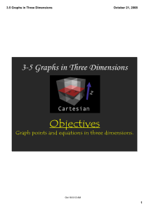 Objectives 3­5 Graphs in Three Dimensions 3.5 Graphs in Three Dimensions
