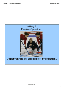 7­6 Day 2  Function Operations Objective: Find the composite of two functions. 7­6 Day 2 Function Operatoins 