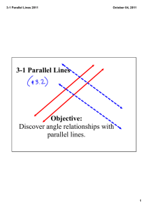 3­1 Parallel Lines Objective: Discover angle relationships with  parallel lines.