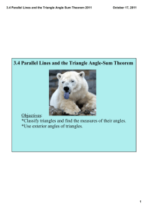 3.4 Parallel Lines and the Triangle Angle­Sum Theorem