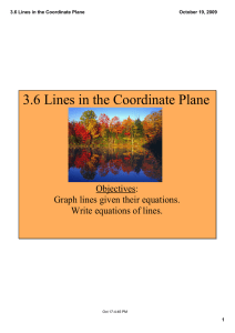 3.6 Lines in the Coordinate Plane Objectives: Graph lines given their equations. Write equations of lines.