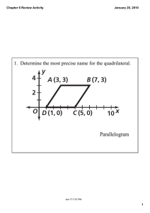 Parallelogram 1.  Determine the most precise name for the quadrilateral. Chapter 6 Review Activity  January 20, 2010