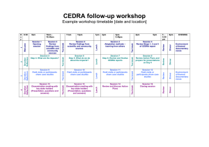 CEDRA follow-up workshop Example workshop timetable [date and location]