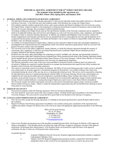 INDIVIDUAL HOUSING AGREEMENT FOR 34 STREET HOUSING 2015-2016