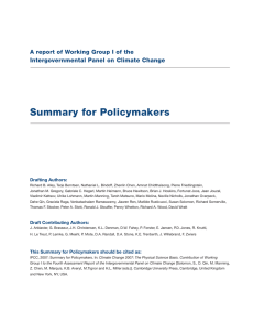 Summary for Policymakers A report of Working Group I of the