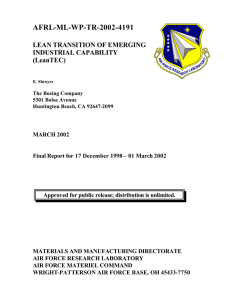 AFRL-ML-WP-TR-2002-4191 LEAN TRANSITION OF EMERGING INDUSTRIAL CAPABILITY