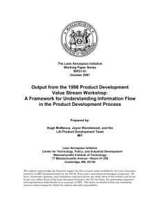Output from the 1998 Product Development Value Stream Workshop: