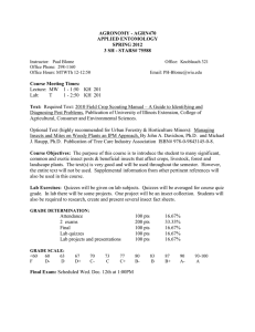 AGRONOMY - AGRN470 APPLIED ENTOMOLOGY SPRING 2012 3 SH - STARS# 75588