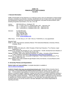 AGRN 176 PRINCIPLES OF CROP SCIENCE Fall 2013 I. General Information