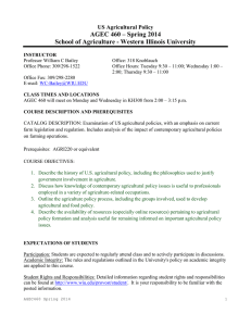 AGEC 460 – Spring 2014 US Agricultural Policy