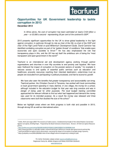 Opportunities  for  UK  Government  leadership ... corruption in 2013  December 2012