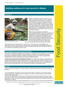 Building resilience for food security in Malawi Background