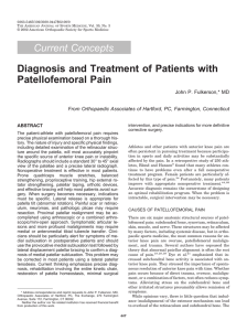 Current Concepts Diagnosis and Treatment of Patients with Patellofemoral Pain