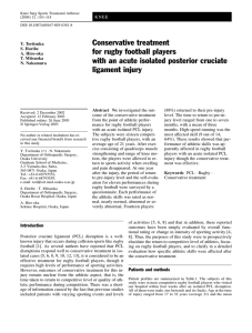 Conservative treatment for rugby football players with an acute isolated posterior cruciate