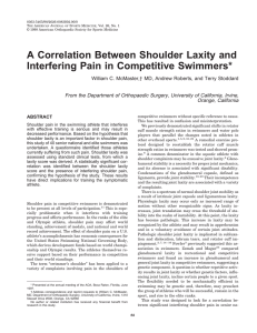 A Correlation Between Shoulder Laxity and Interfering Pain in Competitive Swimmers*