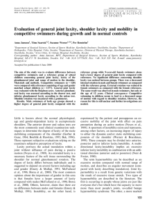 Evaluation of general joint laxity, shoulder laxity and mobility in
