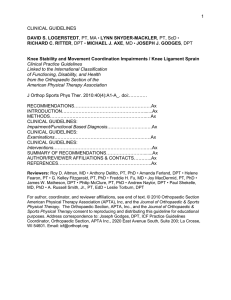 1 CLINICAL GUIDELINES DAVID S. LOGERSTEDT LYNN SNYDER-MACKLER