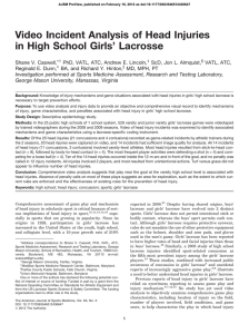 Video Incident Analysis of Head Injuries in High School Girls’ Lacrosse