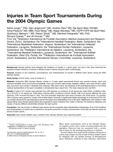 Injuries in Team Sport Tournaments During the 2004 Olympic Games
