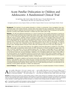 Acute Patellar Dislocation in Children and Adolescents: A Randomized Clinical Trial 463