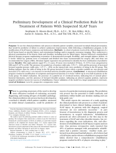 Preliminary Development of a Clinical Prediction Rule for