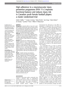 High adherence to a neuromuscular injury prevention programme (FIFA 11+) improves