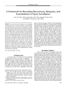A Framework for Recording Recurrences, Reinjuries, and Exacerbations in Injury Surveillance T I