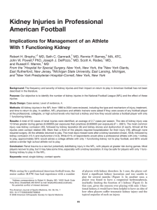 Kidney Injuries in Professional American Football Implications for Management of an Athlete