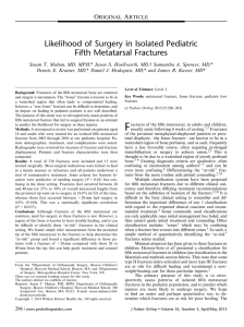 Likelihood of Surgery in Isolated Pediatric Fifth Metatarsal Fractures w