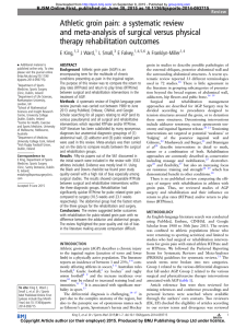 Athletic groin pain: a systematic review therapy rehabilitation outcomes