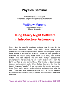 Physics Seminar  Using Starry Night Software in Introductory Astronomy