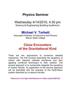 Physics Seminar  Wednesday 4/14/2010, 4:30 pm Michael V. Torbett