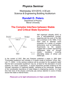 Physics Seminar Randall D. Peters The Complex Interface between Stable