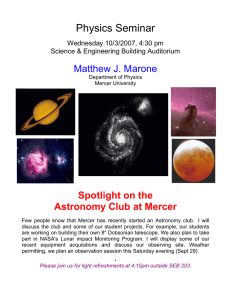 Physics Seminar  Matthew J. Marone Spotlight on the