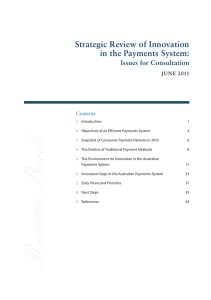Strategic Review of Innovation in the Payments System: Issues for Consultation june 2011