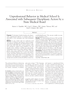 Unprofessional Behavior in Medical School Is State Medical Board