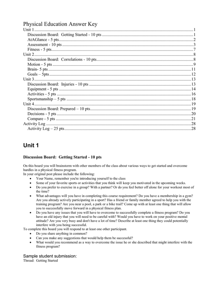 Physical Education Answer Key