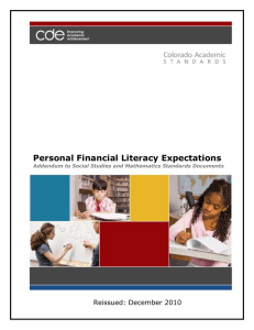 Personal Financial Literacy Expectations  Reissued: December 2010