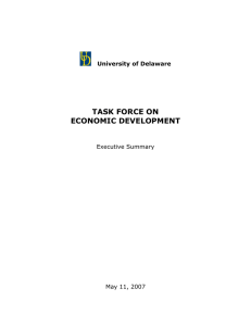 TASK FORCE ON ECONOMIC DEVELOPMENT  University of Delaware