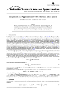 Integration and Approximation with Fibonacci lattice points Gowri Suryanarayana · Ronald Cools