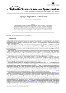 Lagrange polynomials of lower sets Jesús Carnicer · Carmen Godés