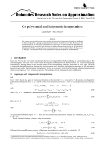 On polynomial and barycentric interpolations László Szili · Péter Vértesi