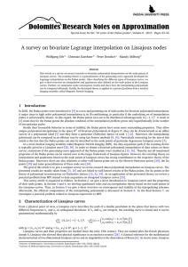 A survey on bivariate Lagrange interpolation on Lissajous nodes Wolfgang Erb