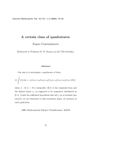 A certain class of quadratures Eugen Constantinescu