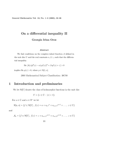 On a differential inequality II 1 Introduction and preliminaries Georgia Irina Oros