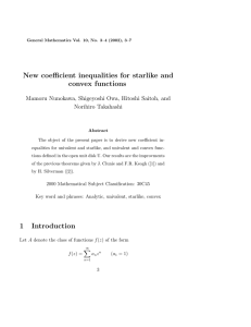 New coefficient inequalities for starlike and convex functions Norihiro Takahashi
