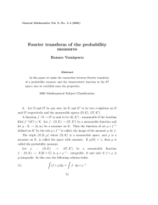 Fourier transform of the probability measures Romeo Vomi¸sescu