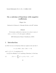 On a subclass of functions with negative coefficients Mugur Acu