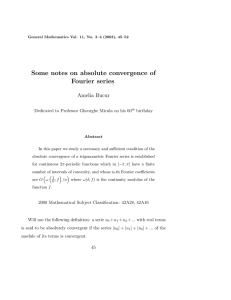 Some notes on absolute convergence of Fourier series Amelia Bucur