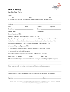 MFA in Writing Application Form